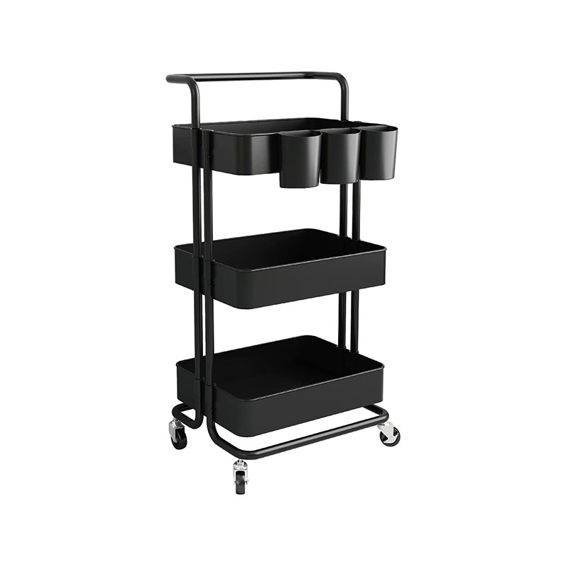 HZ2036 3-lagers rullande förvaringsvagn bruksvagn med extra hängande koppar