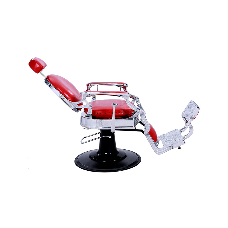 HZ8799DR Frisörstol i röd blank silverram