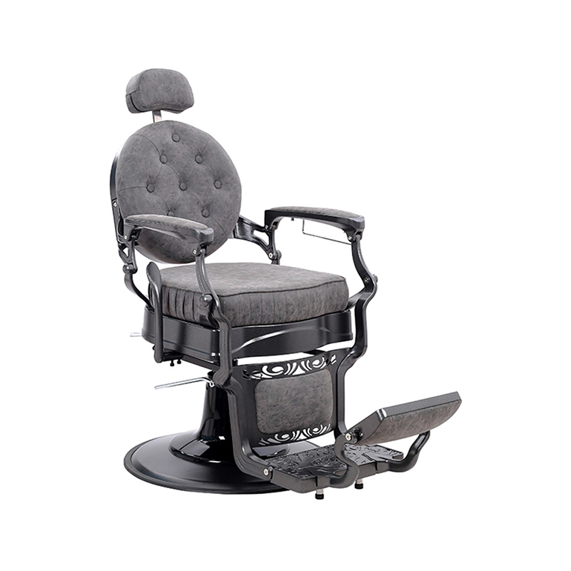 HZ8799M Grå fyrkantig kudde hydraulisk retro frisörstol