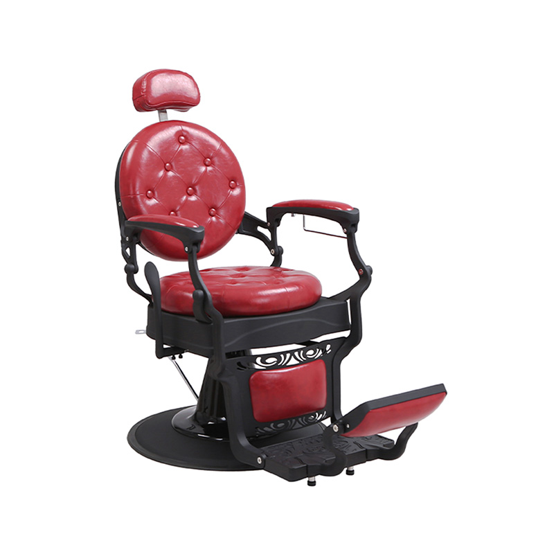 HZ8799MS Vintage vinröd tvättad linne frisörstol