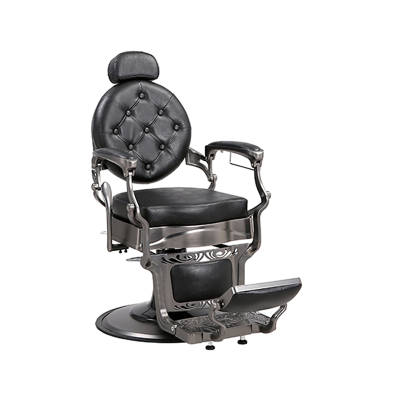 HZ8799Q-H Gun grå fyrkantig kudde hydraulisk retro frisörstol